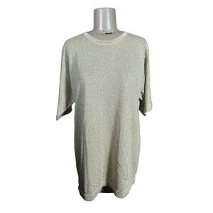 LISA Originals Gold Metallic Knit Short Sleeve Sweater Blouse Top Sz M